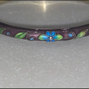 Vintage Beautiful Silver Raised Enamel Bangle